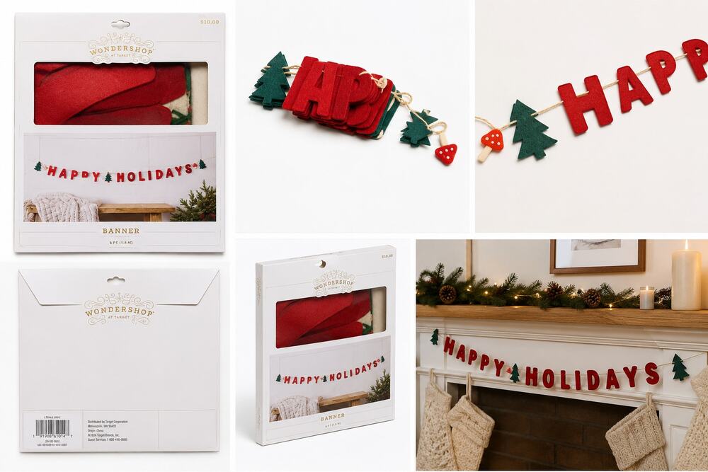 WonderShop "Happy Holidays" Felt Banner – 6 ft Christmas Garland